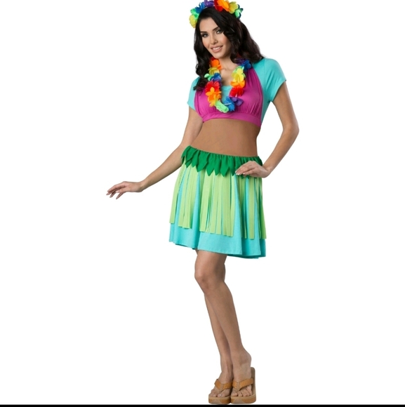 Hawaiian Hula Adult Womens Halloween Costume OS New - Picture 1 of 3